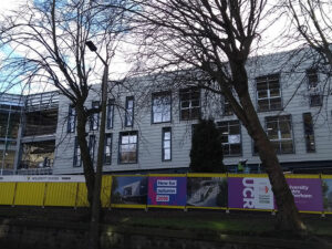 Windows - More cladding has been installed on the UCR building and the first windows are in