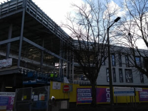 Windows - More cladding has been installed on the UCR building and the first windows are in