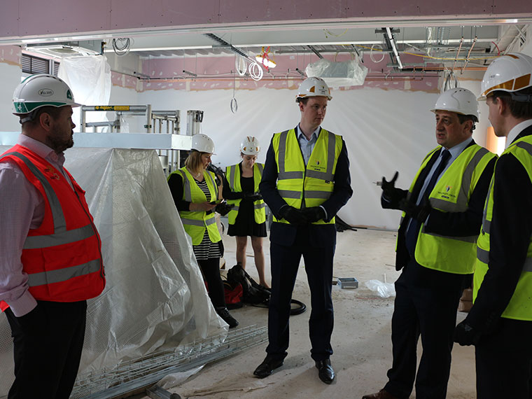 Labour MP Dan Jarvis and Councillor Chris Read arrived on Friday morning to see the UCR build.