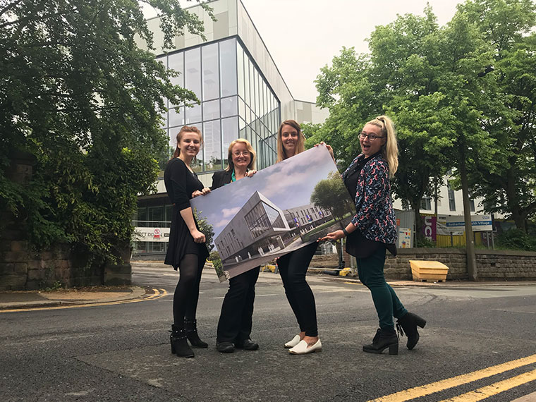 Visuals - The Higher Education team for UCR and partner Colleges within RNN Group, pose with new visuals of the development