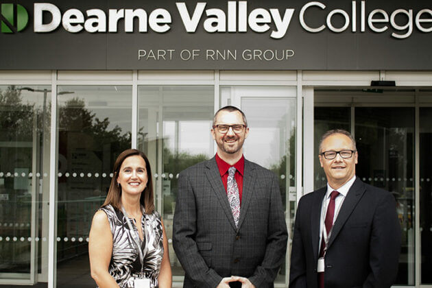 Jason Austin and Cheryl Martin stood outside Dearne Valley College with a Google Education representative.