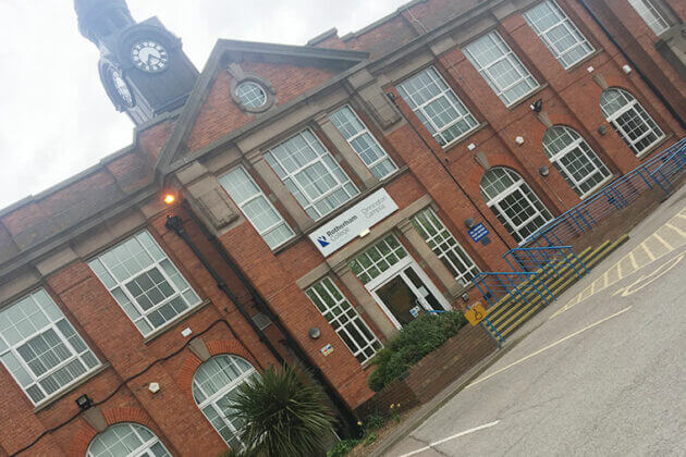 A photo of the front of the building at Dinnington Campus