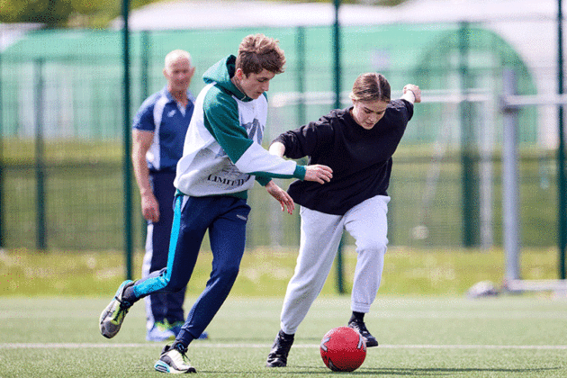 Students playing football