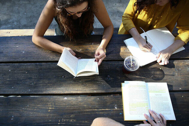 Students sat outside revising