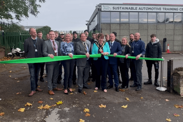 Ribbon cutting at the opening of the Sustainable Automotive Training Centre