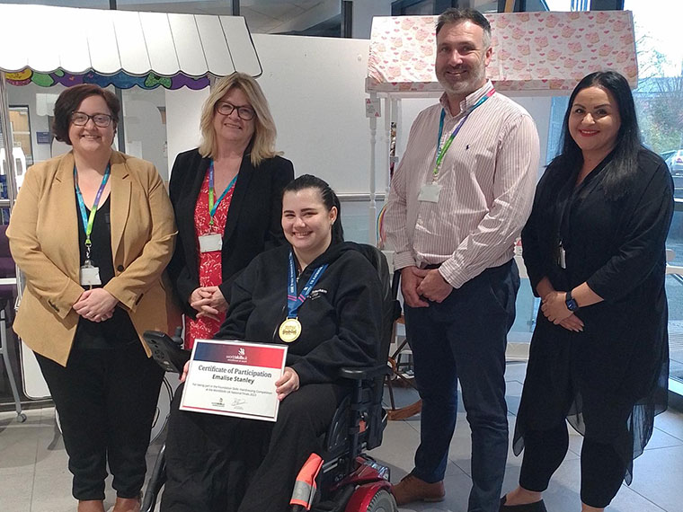 Emalise Stanley winning gold at the Worldskills hairdressing competition