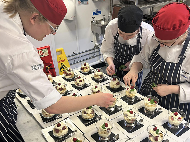 Preparing food in The Wharncliffe Restaurant at the Burns Night event in January 2024