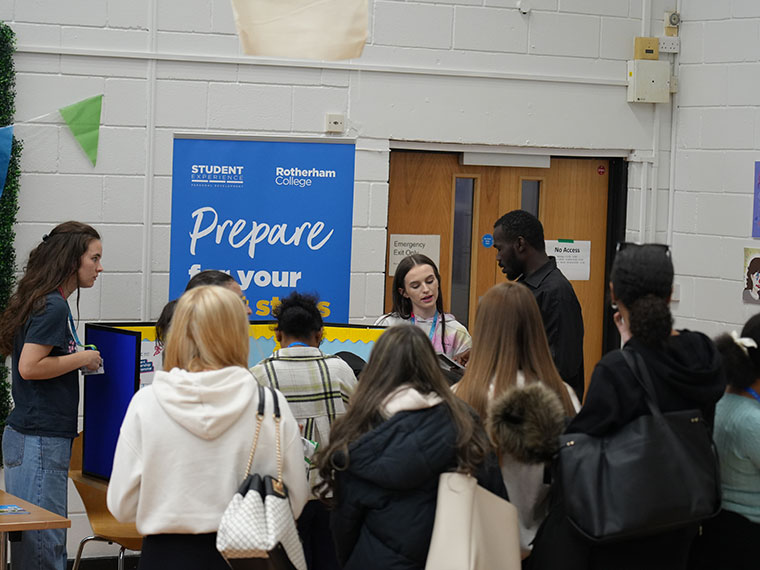 Students at the Rotherham College sign up event