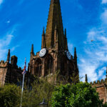 Rotherham Minster with a blue sky in the background