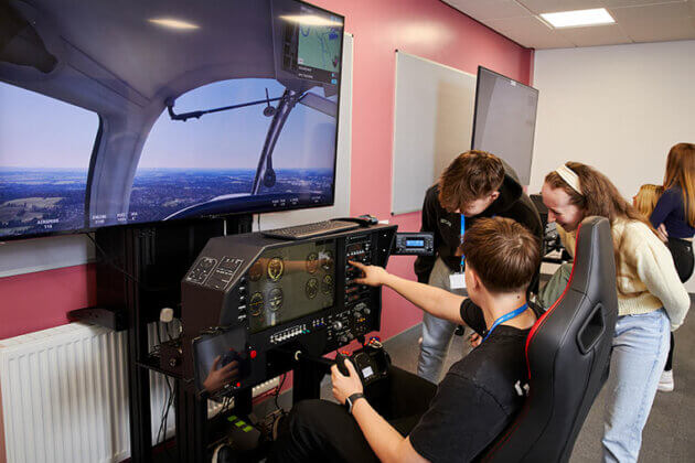 Students using the aviation equipment at Rotherham College