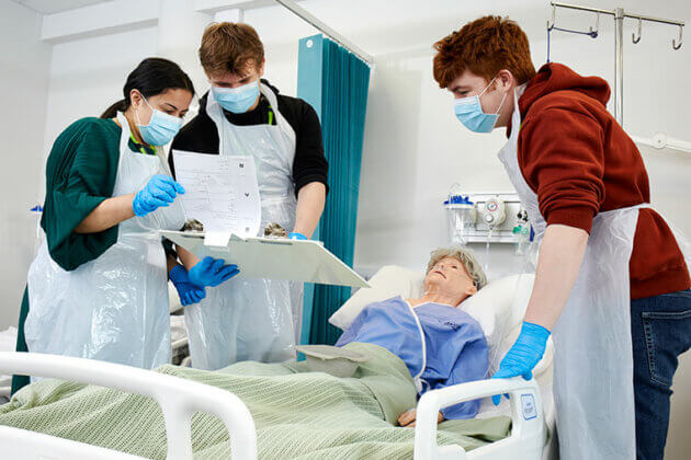 Health students in the health suite