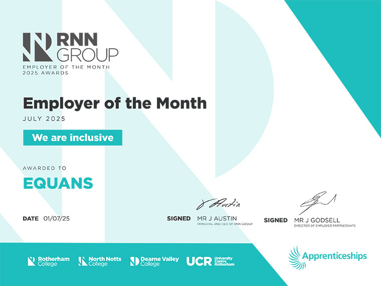 RNN Group - Employer of Month Certificate - Equans July 2025