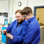 A student and tutor in the engineering department