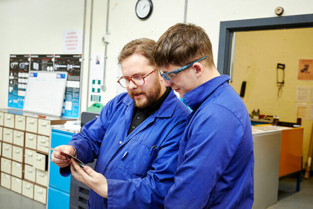 A student and tutor in the engineering department