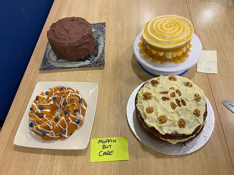Cakes on the table at the DVC staff bake off