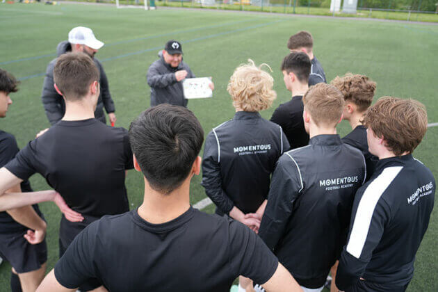 Momentous Football Academy students training outdoors