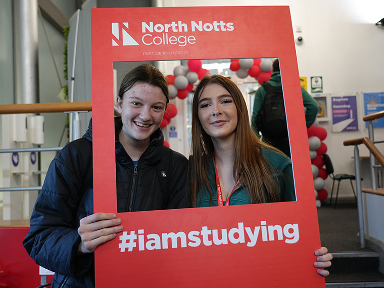 Two North Notts College students during welcome week 2025