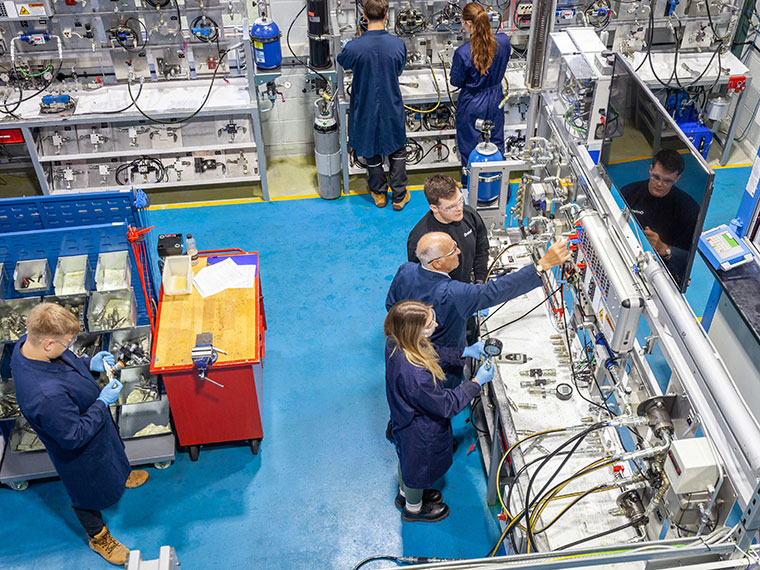 Inside the NFPC looking down into the room from above