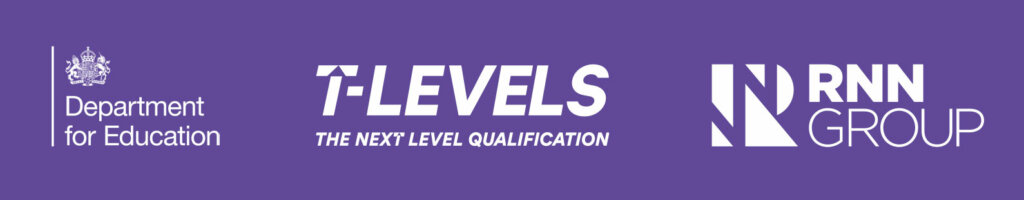 Department for Education, RNN Group and T Levels logos