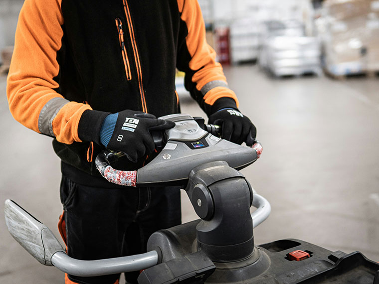 Close up of forklift truck controls