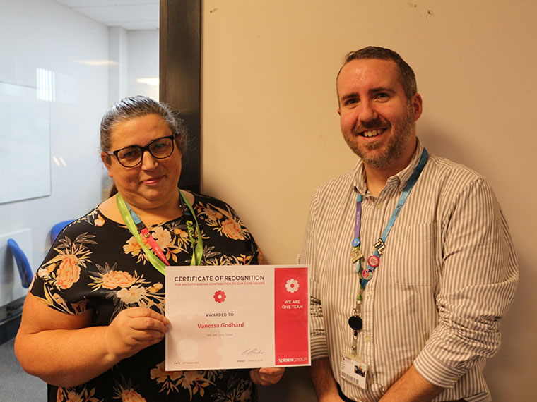 Staff kudo award presented to Vanessa