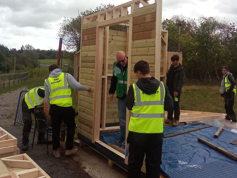 T Level students working on a construction project at Valley Wildlife