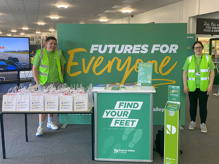 Two student ambassadors at a Dearne Valley College open event