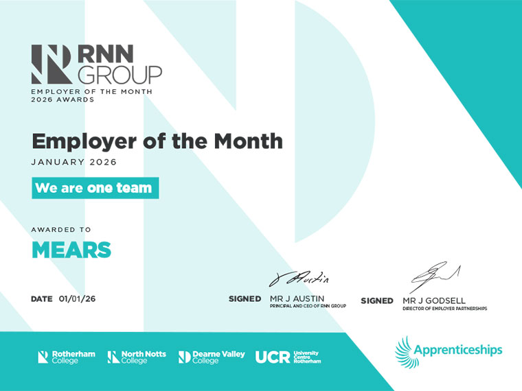 RNN Group Employer of Month Certificates January 2025 - Mears