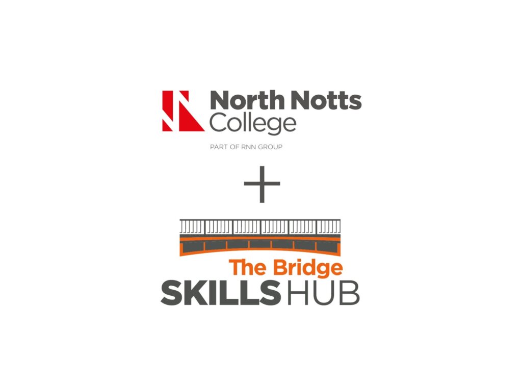 The Bridge Skills Hub logo and North Notts College logo