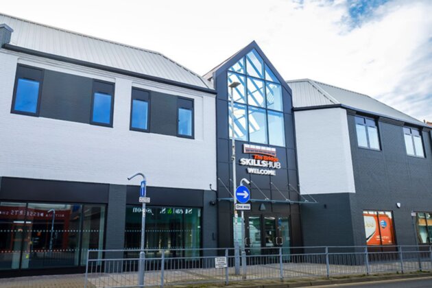 The Bridge Skills Hub building from the outside
