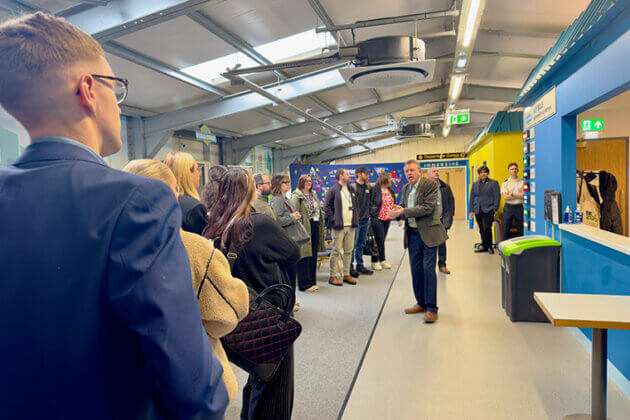 People listening to someone talk