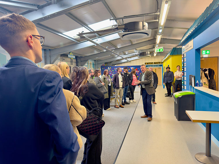 People listening to someone talk