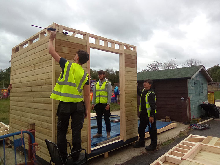 T Level joinery students working on a project at Valley Wildlife