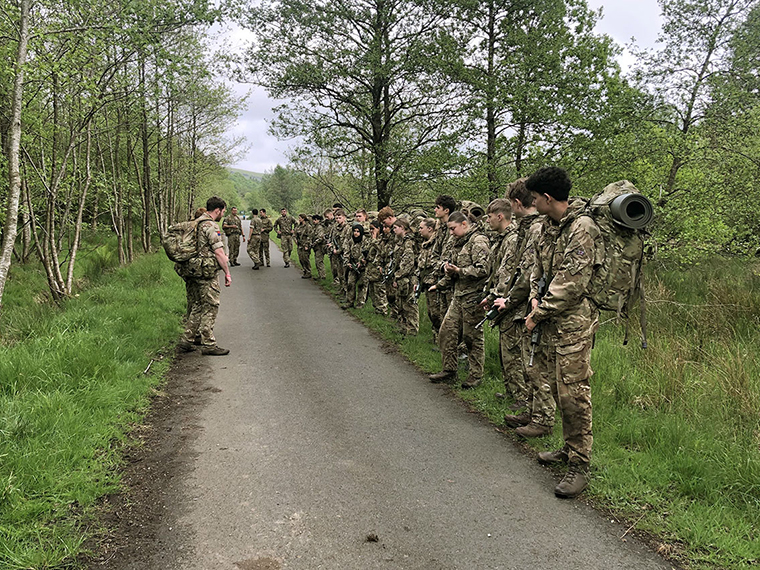 Protective Studies students army training
