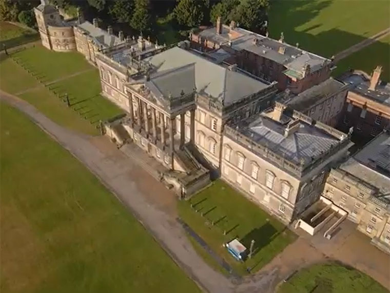 A view from above of the big house at Wentworth Woodhouse