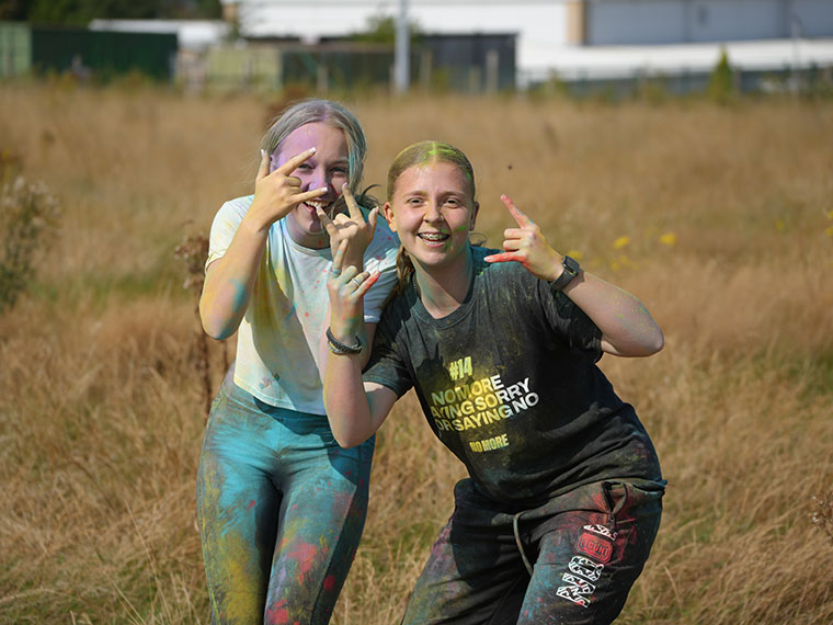 Students at the colour run on welcome week 2024