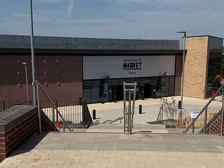 Outside the Rotherham Market building